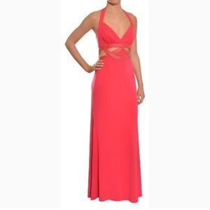 Laundry by Shelli Segal beaded cutout halter dress